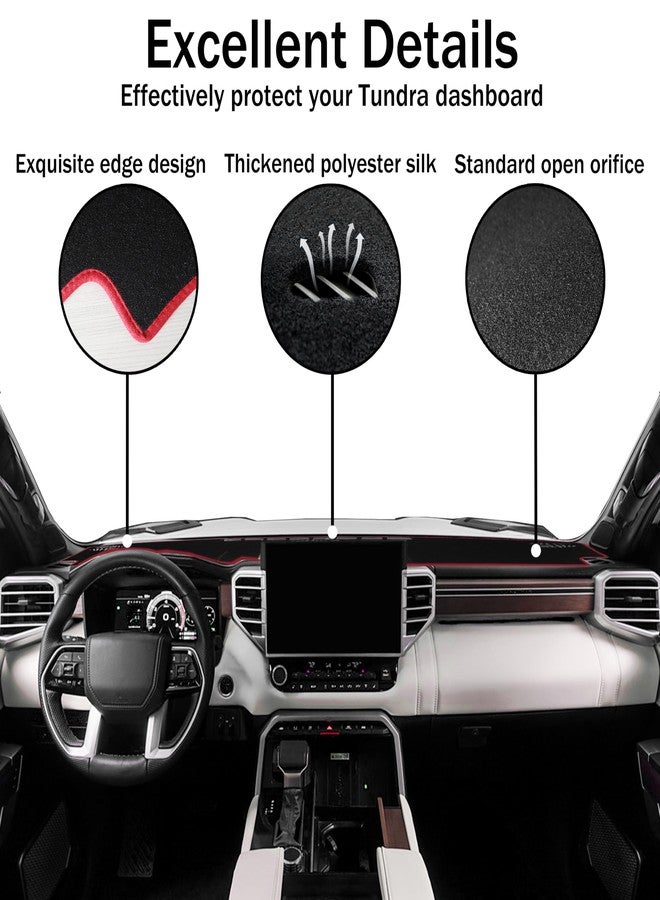 SENSHINE Dash Cover for Tundra Accessories 2022 2023 2024 2025 2026 Dashboard Cover Anti-Slip Center Console Dash Mat Protector Sunshade Pad No Glare for Tundra, Red Trim - Image 4
